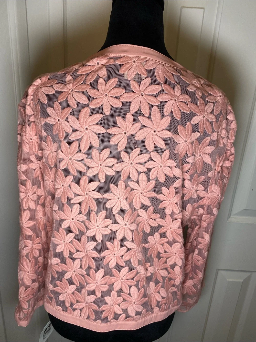 Anne Klein Women’s Pink PEACHY Floral Lace Open-Front Jacket Size 16 NWT - Picture 3 of 10